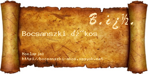 Bocsanszki Ákos névjegykártya